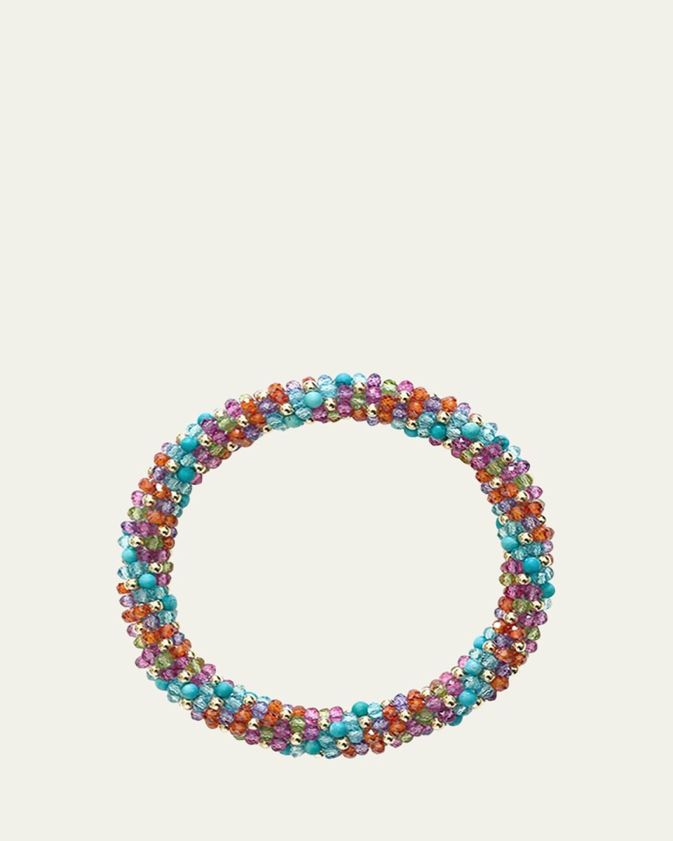 14K Yellow Gold and Mixed Gemstone Bead Bracelet